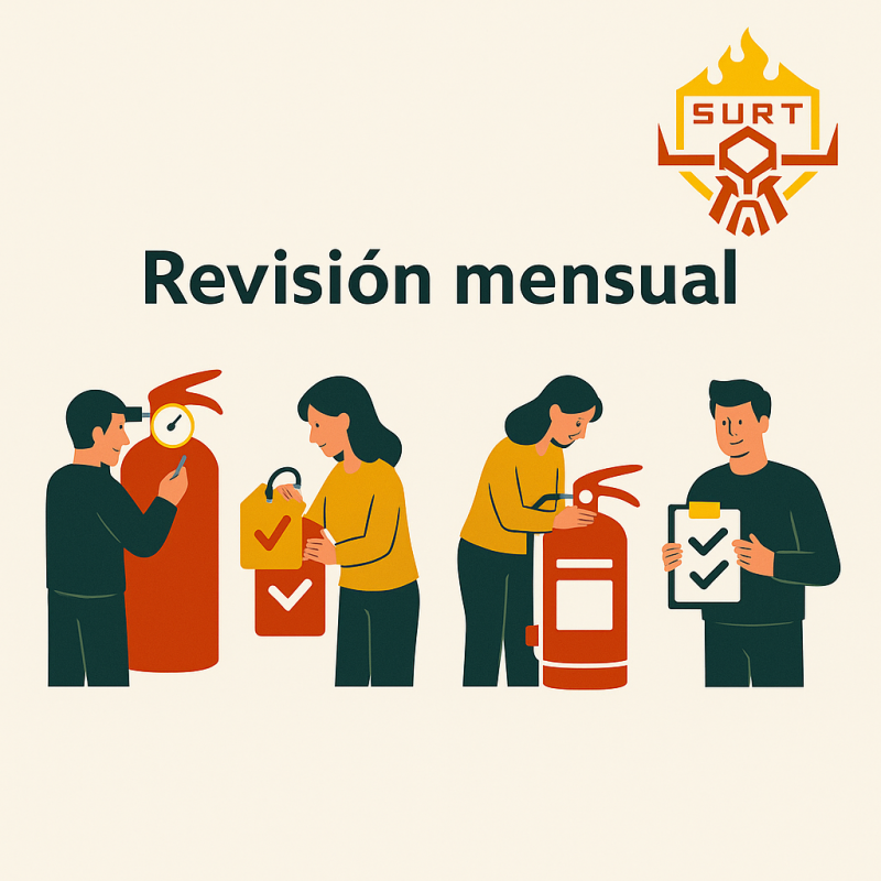 ¿Qué se revisa en una revisión mensual de extintores?