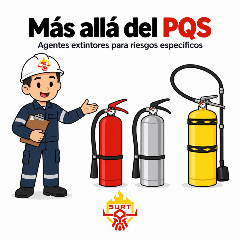 Más allá del PQS: guía de agentes extintores para riesgos específicos
