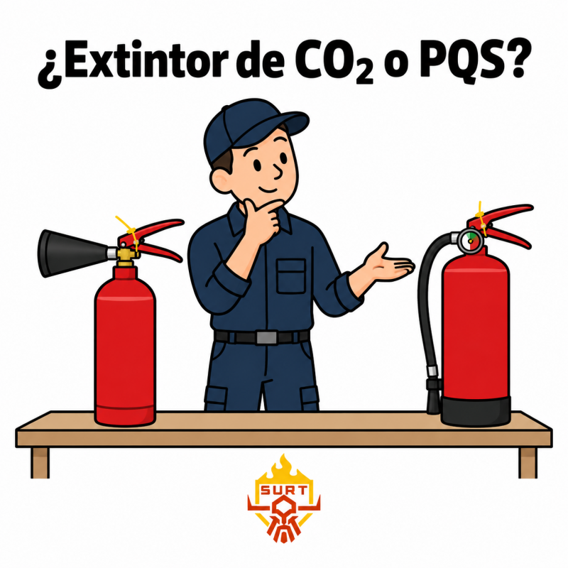 Extintor de CO₂ o PQS: diferencias, aplicaciones, ventajas y limitaciones