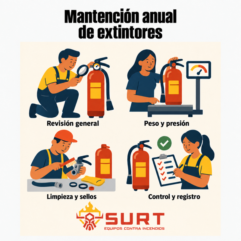Mantención anual de extintores: qué se revisa, qué se interviene y por qué es necesaria