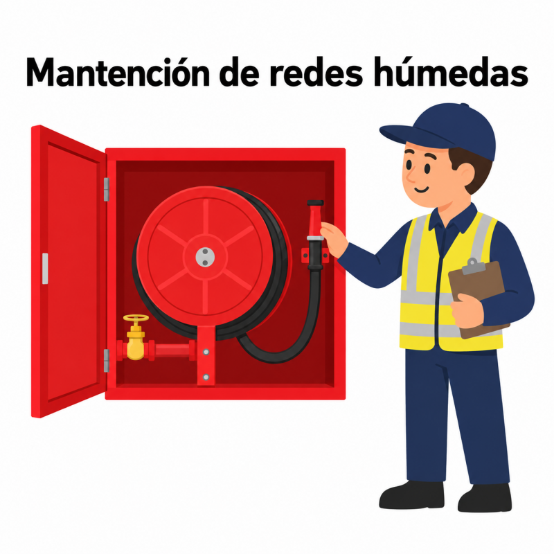 Mantención de redes húmedas: carretes, mangueras, pitones, válvulas y pruebas de funcionamiento